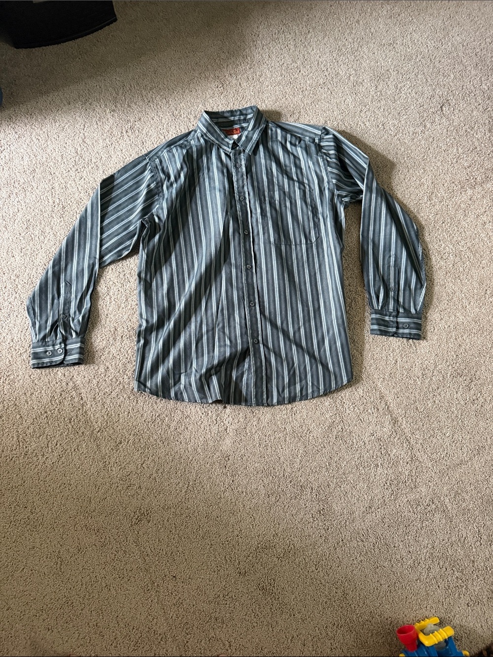 Men's Long-Sleeve Striped Dress Shirt - Blue Gray